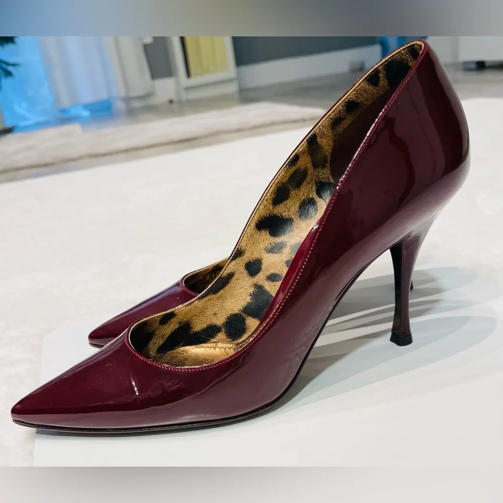 Dolce & Gabbana Deep Burgundy Patent Heels - Picture 6 of 6